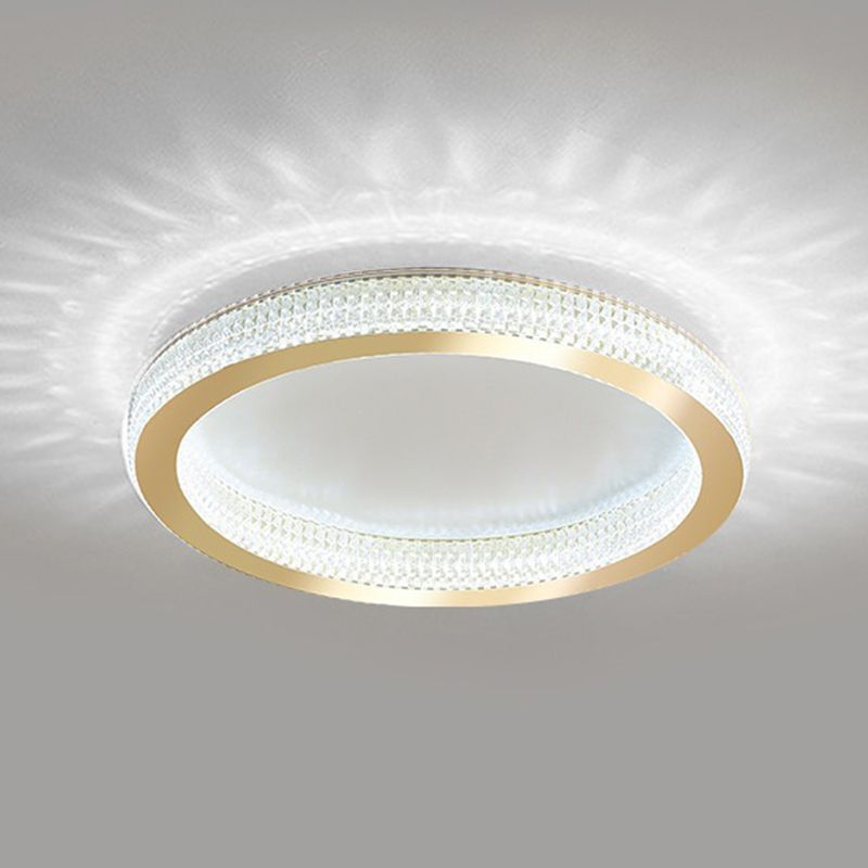 Gold Round Ceiling Mount Light LED Ceiling Light with Acrylic Shade for Bedroom