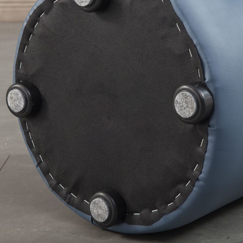 Modern Round Ottoman Solid Color Genuine Leather Tufted Pouf Ottoman