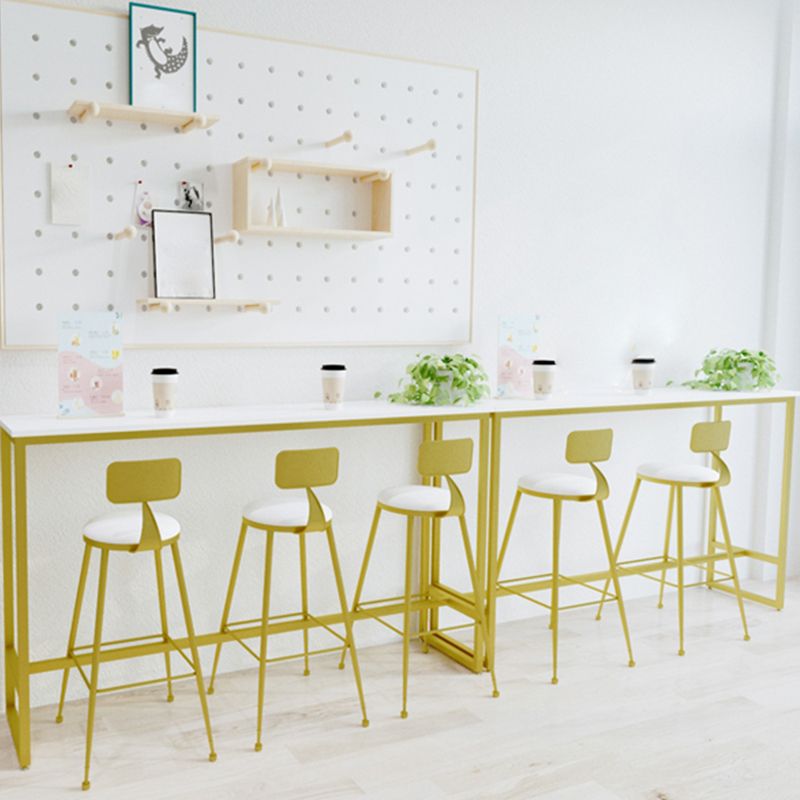 Glam 1/4 Pieces Bar Table Set Rectangle Stone Counter Table with High Stools for Balcony