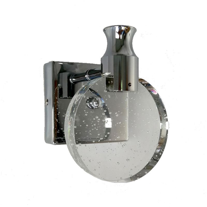 1 Light Round Vanity Wall Lights Modern Style Crystal Vanity Wall Sconce