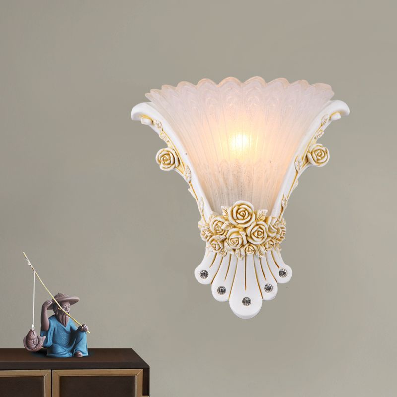 Fleur de verre blanc applique lampe minimaliste 1 claire légère clairs à chevet clair avec base argentée / blanc / abricot en résine