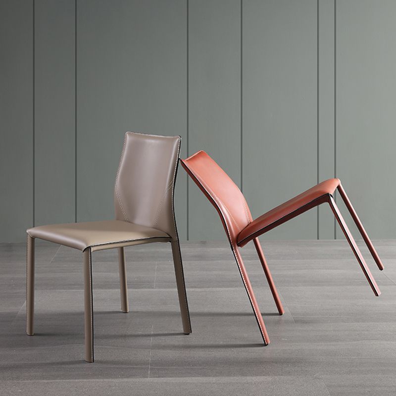 Faux Leather Kitchen Dining Chairs Armless Chairs with Metal Base