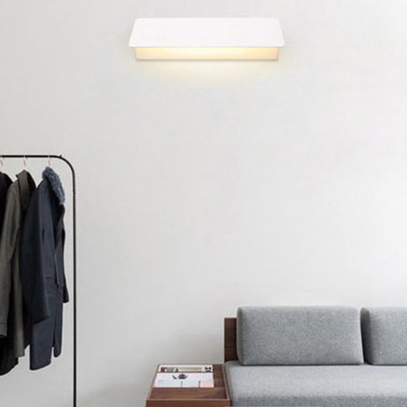 Single Contemporary White Wall Mounted Sconce Metallic Shaded Wall Light