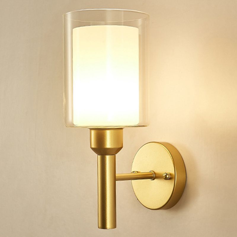 Glass Gold Wall Lamp in Modern Luxury Style Wrought Iron Wall Sconce for Bedroom