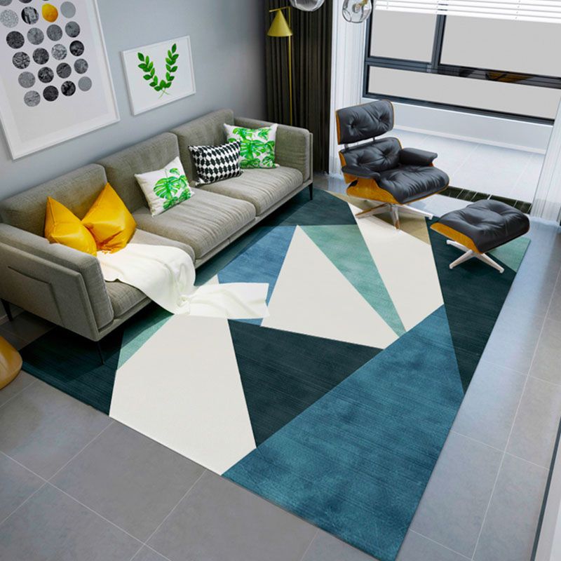 White Tone Home Decor Carpet Nordic Geometric Printed Area Rug Polyester with Non-Slip Backing Rug