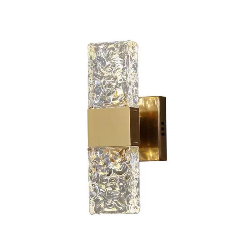 Gold Crystal Block Rectangular Wall Light Modern Wall Sconce for Living Room