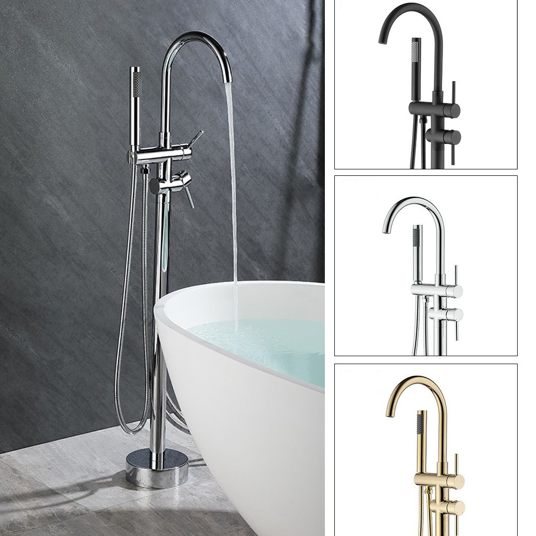 Floor Mounted Freestanding Bathtub Faucet Modern Style Metal Freestanding Faucet