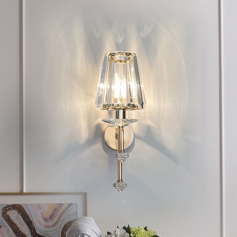 Geometric Shape Crystal Wall Sconces Modern 1 Light Wall Mount Light Fixture in Gold