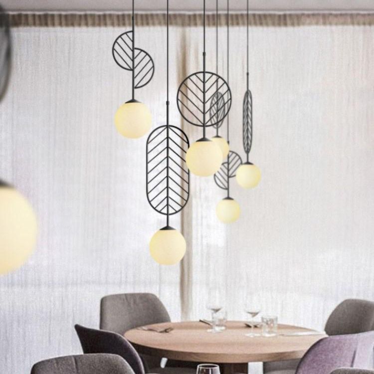 Multicolored Leaf Pendant Lighting Macaron 1 Head White Glass Suspension Light for Cafe