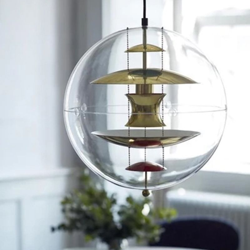 Lampe à suspension en acrylique transparent sphérique minimaliste 1 éclairage lumineux Light pour le café