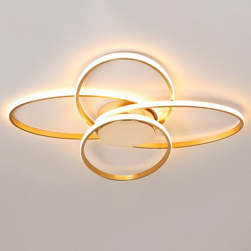 Luz de techo superpuesta de oro LED Nordic LED de montaje de descarga de acrílico para sala de estar