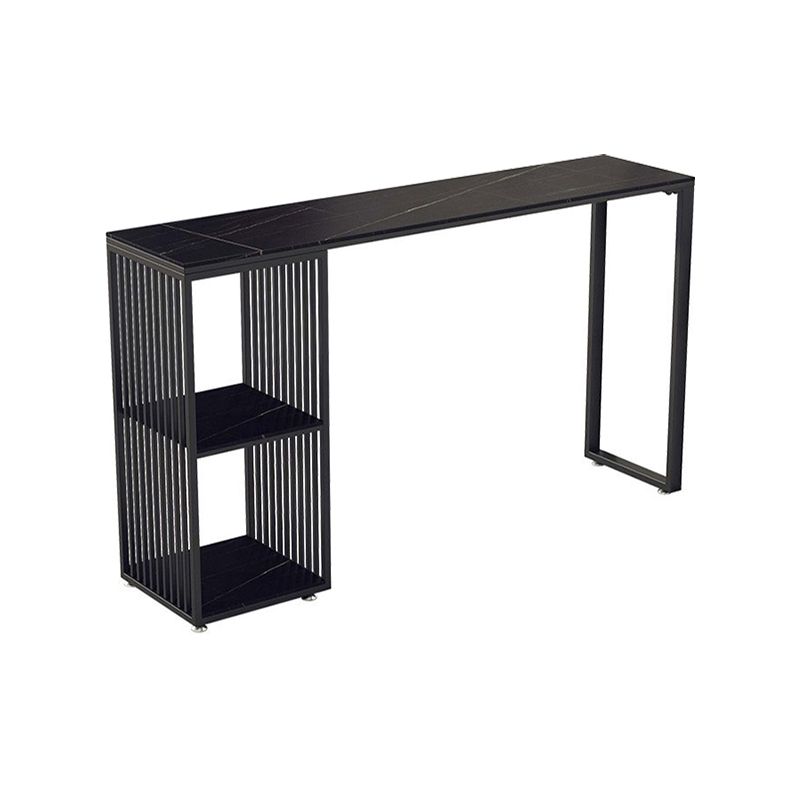 Industrial Stone Top Bar Dining Table Rectangle Bar Table with Storage Base