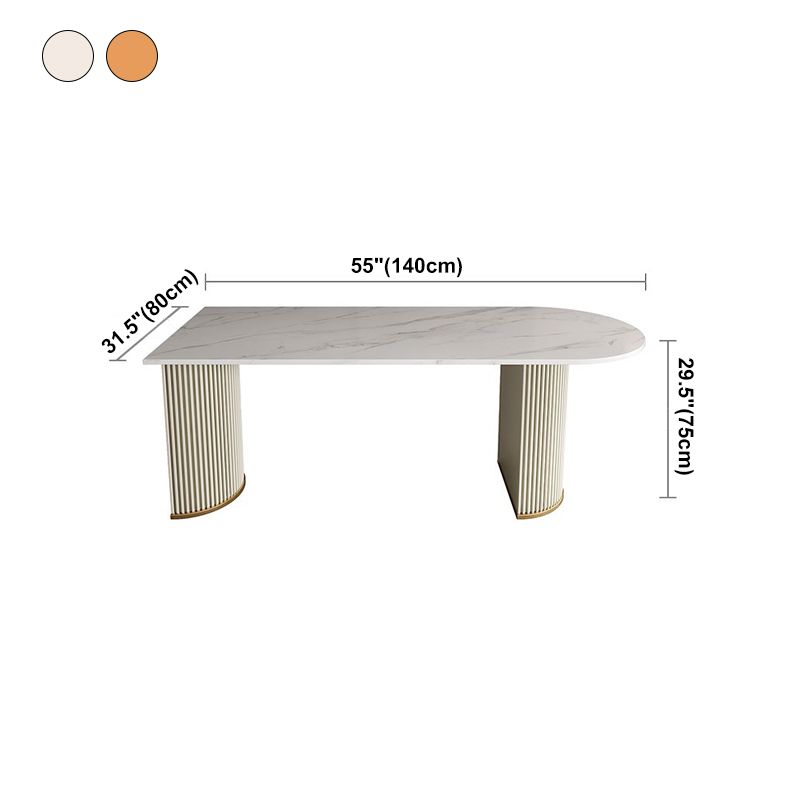 Minimalistischer weißer unregelmäßiger Esstisch Sinterstein Standard Esstisch für Küche