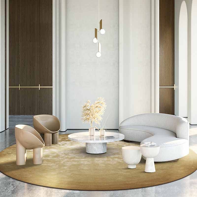 Fancy Green Area Carpet Modern Polyester Area Rug Pure Color Stain Resistant Rug for Bedroom