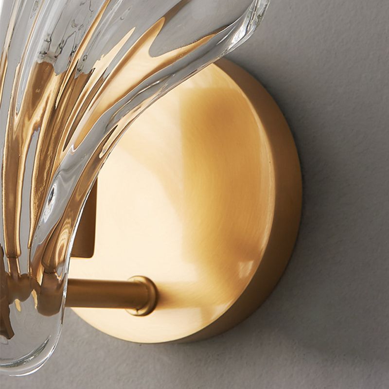 Single Golden Contemporary Glass Unique Shaded Bathroom Vanity Light