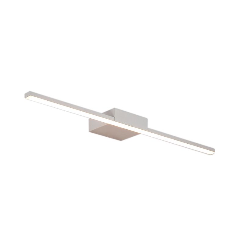 1 Light Metal Linear Mirror Wall Lighting Modern Style Wall Mounted Light Fixture in White