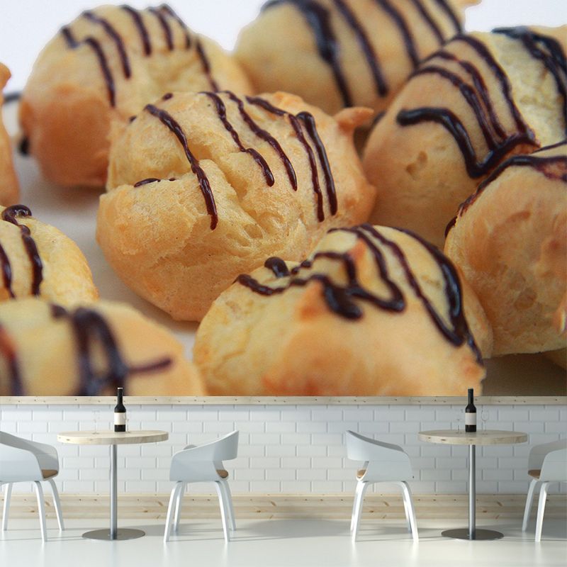 Bread Dessert Mural Wallpaper Contemporary Wall Covering for Bakery, Water Resistant