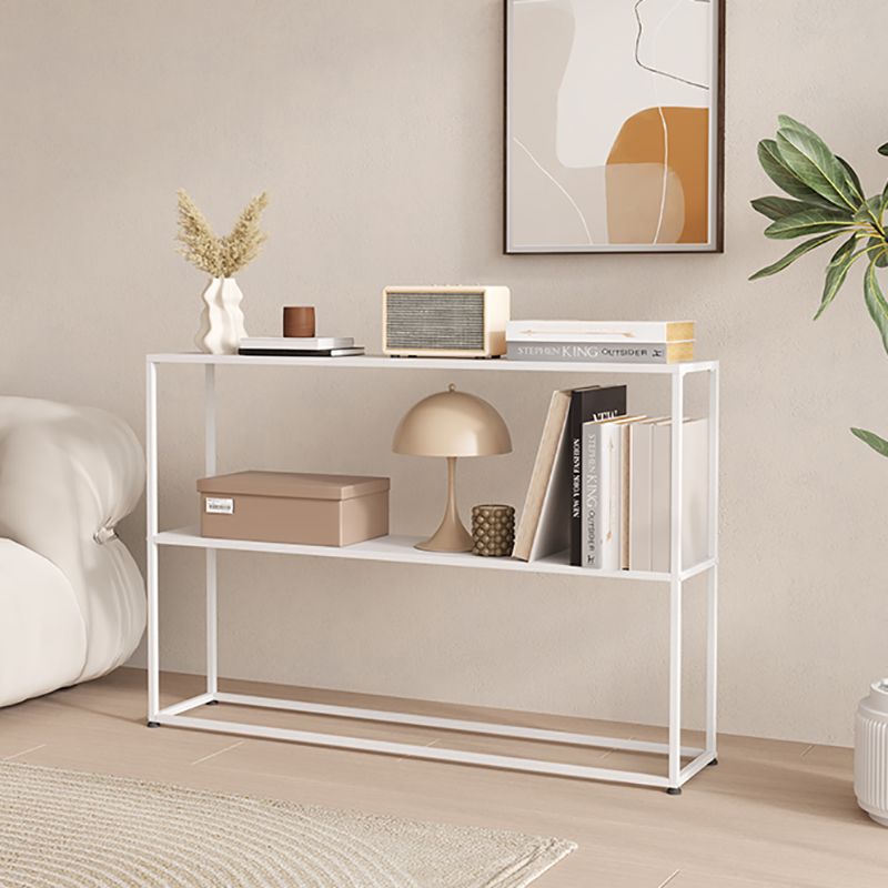 Horizontal Metal Bookshelf Modern Open Back Bookcase with Shelves
