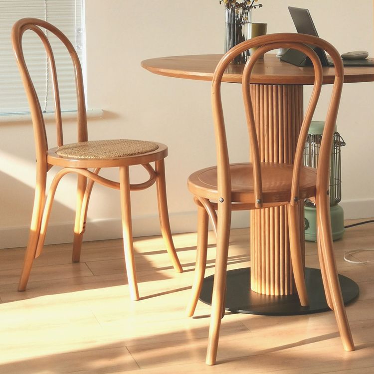 Silla de madera de haya maciza contemporánea, sillas de comedor de cocina con parte trasera Windsor