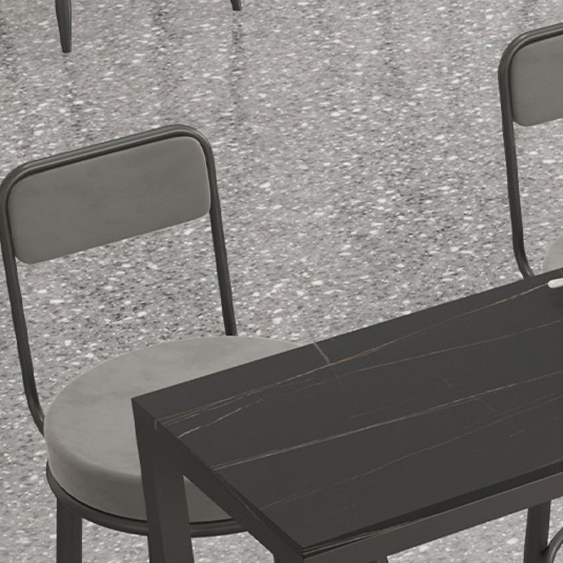 Modern 1/7 Pieces Bar Table Set Rectangle Stone Counter Table with High Stools for Balcony