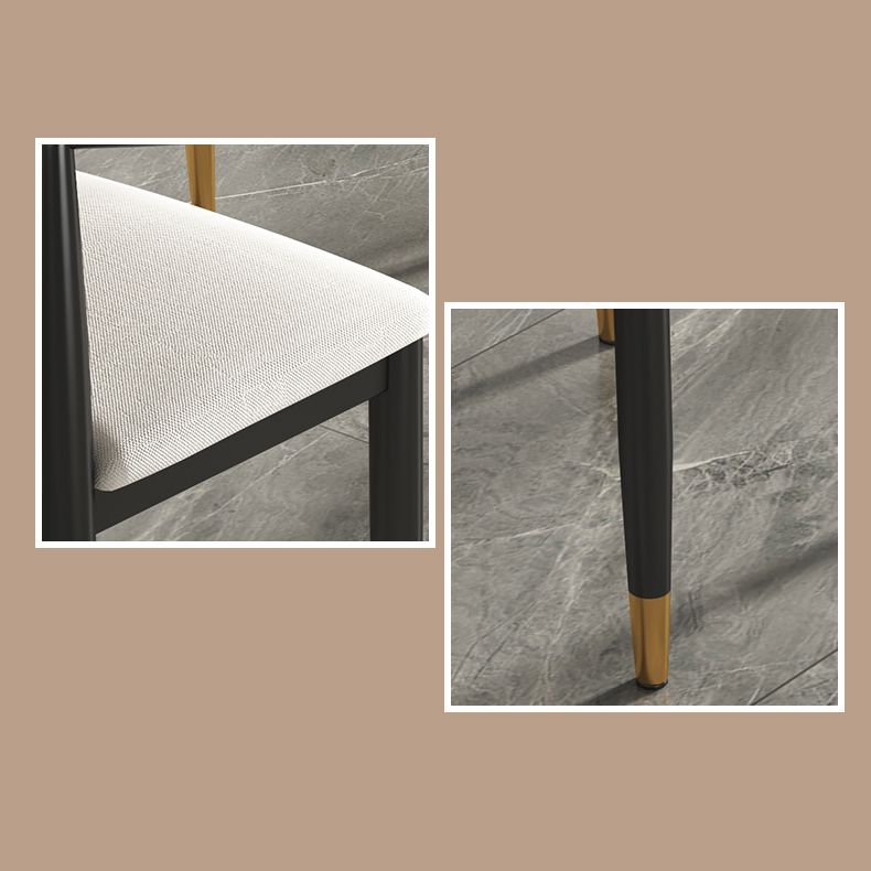 Rectangular Scandinavian Sintered Stone Dining Room Set Dining Furniture with Metallic Base