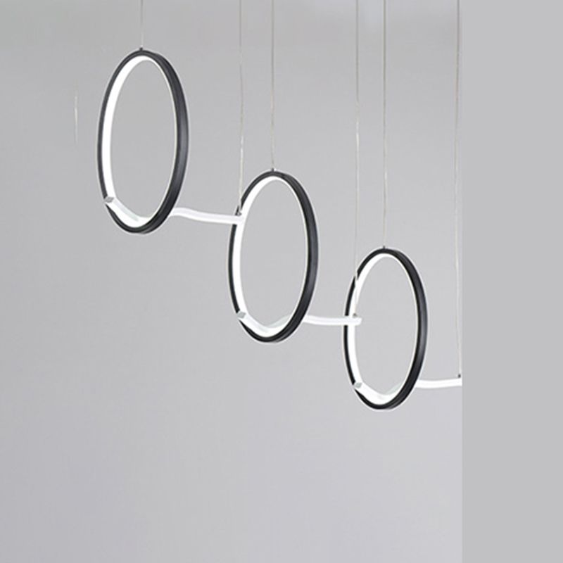LED-Cluster-Ring-Anhänger Beleuchtung minimalistischer Metall 3-Kopf-Esszimmer Hängende Leuchte