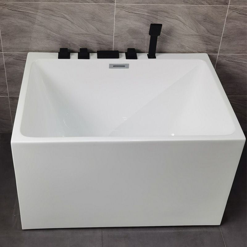 Back to Wall Soaking Bathtub Modern Antique Finish Rectangular Bath Tub