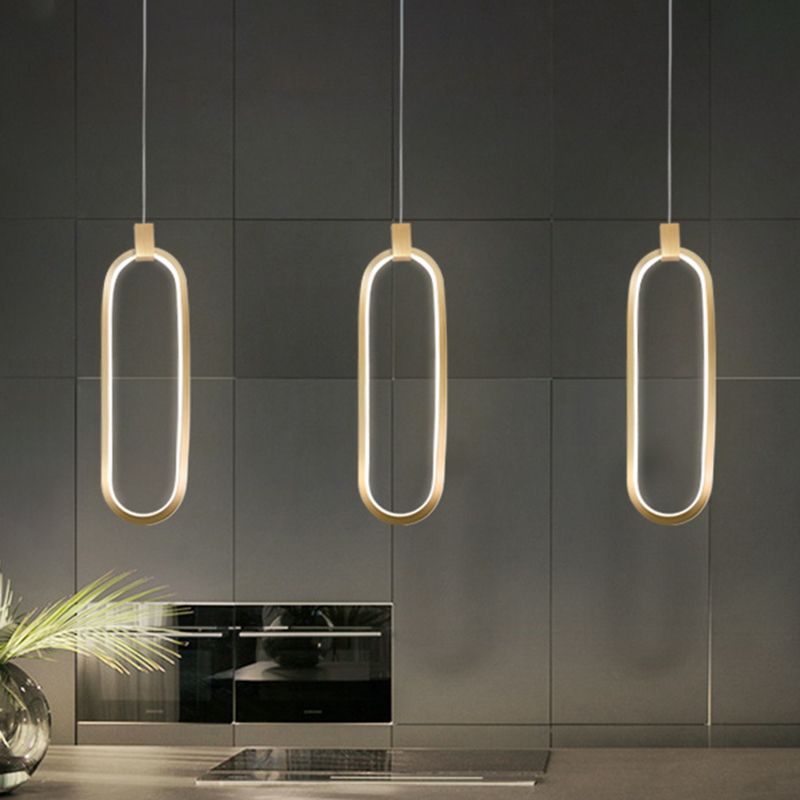 Modern Style Hanging Light Fixture Strip Shape Pendant Light with Silica Gel Shade