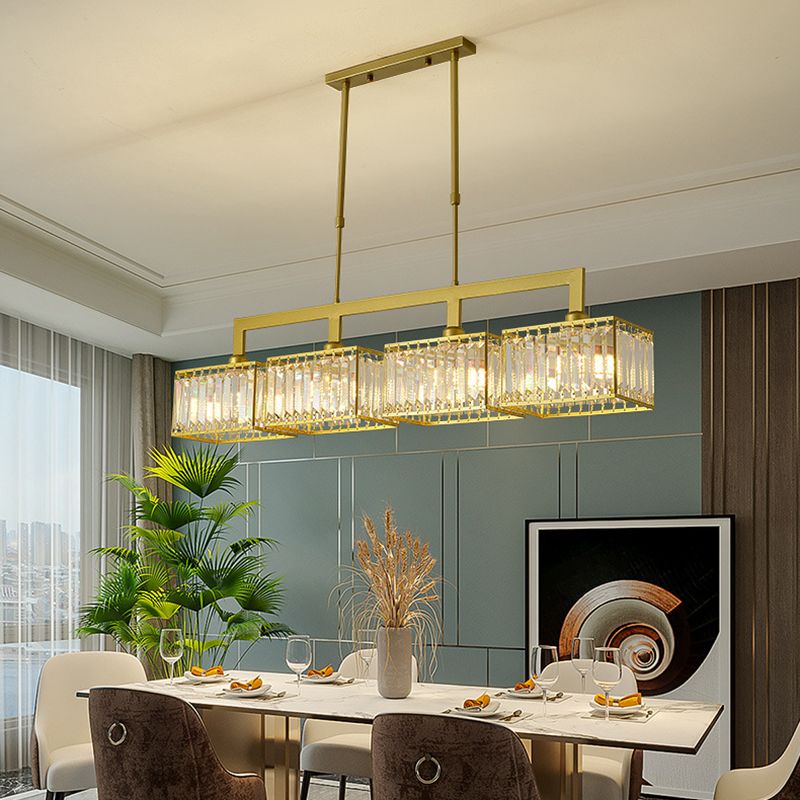 Nordic Style Hanging Lamp Crystal Island Light Fixture for Living Room