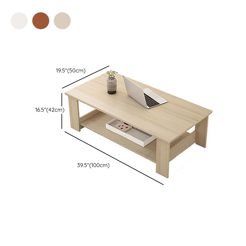Contemporary Wooden with Storage Shelf Rectangular Single Coffee Table