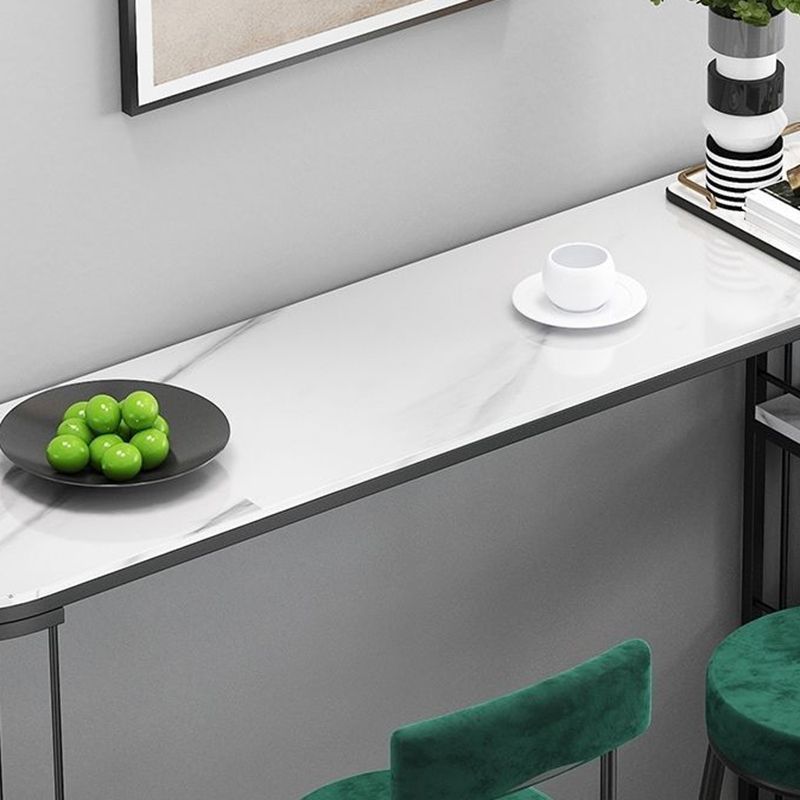 Modern Bistro Bar Table Sintered Stone Rectangle Bar Table with Shelves