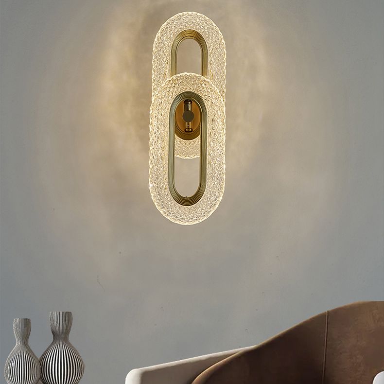 Contemporary Acrylic Wall Mount Lamp Bronze Oval Wall Sconce for Bedroom