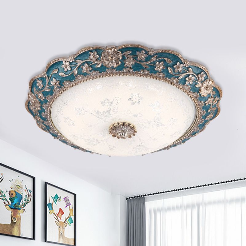 Fragmentarisches Blumenharz Flushmount Vintage LED-Schlafzimmer Flush Mount Deckenleuchte in Blau/Rot