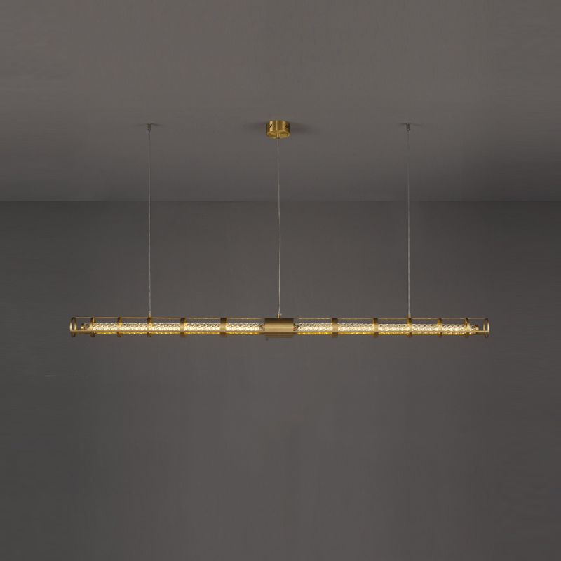Modern Style Linear Island Pendant Simple 1 Light Crystal Island Light for Restaurant