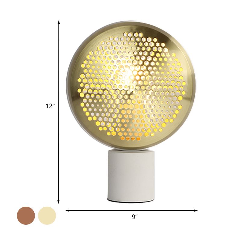 Mesa de tambor de metal Mesa de forma de luz contemporánea 1 lámpara de escritorio de luz en oro/oro rosa con enchufe en cable