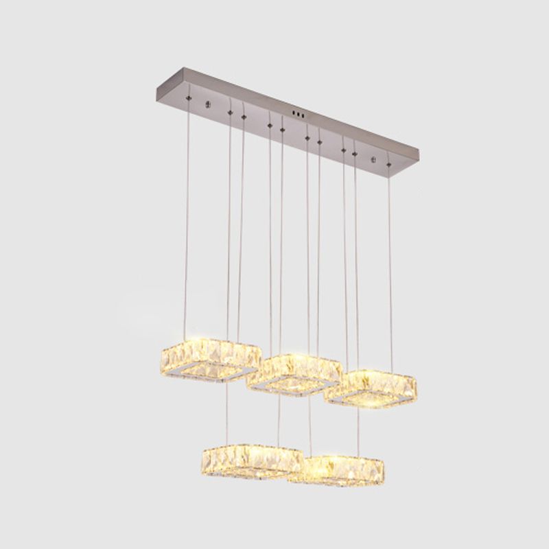 Luz de colgante cuadrado Luminación de la isla de cocina contemporánea con sombra de cristal