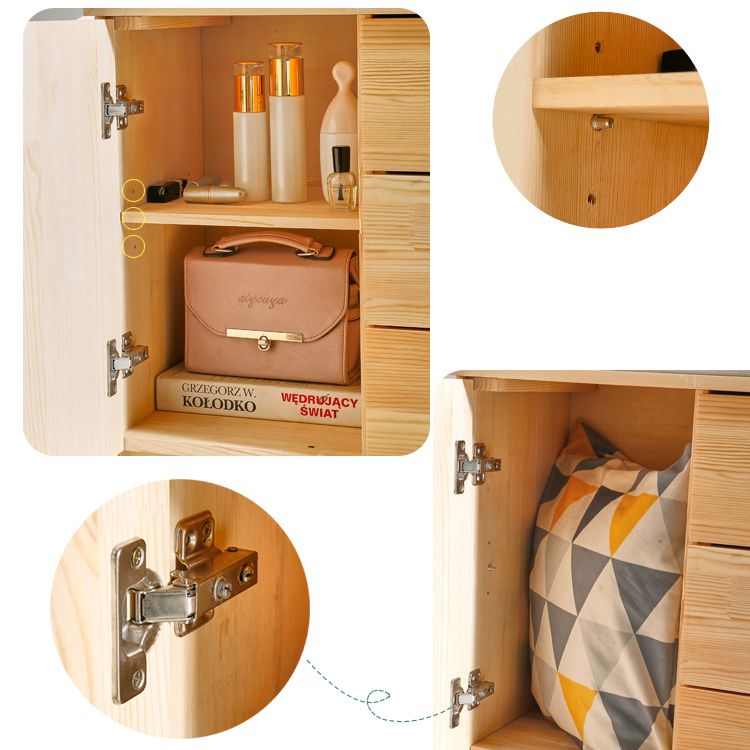 Scandinavian Style TV Stand Pine Wood Open Enclosed Storage TV Console