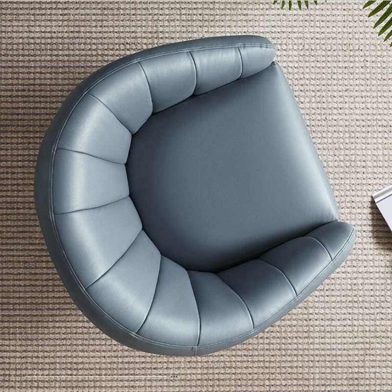 29.5" Wide Faux Leather Sewn Pillow Back Sponge Sloped Arms Barrel Chair