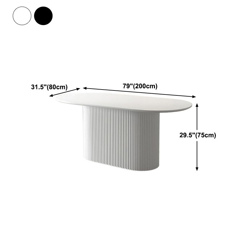 Simplicity Oval Dining Table Sintered Stone and Pine Top Pedestal Table
