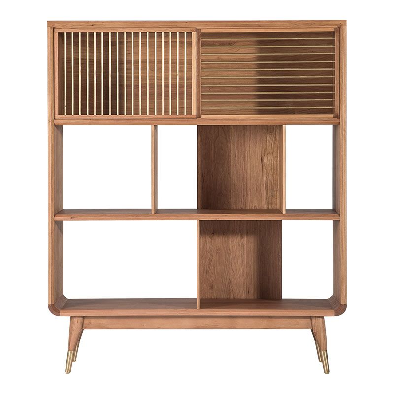 Contemporary Open Back Standard Bookcase Solid Wood Bookshelf with Shelves