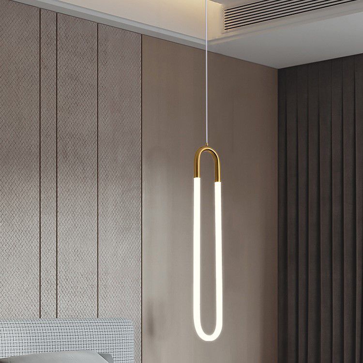Gold Round Shape LED Pendant Lamp Modern Minimalist Metal Hanging Lamp for Living Room