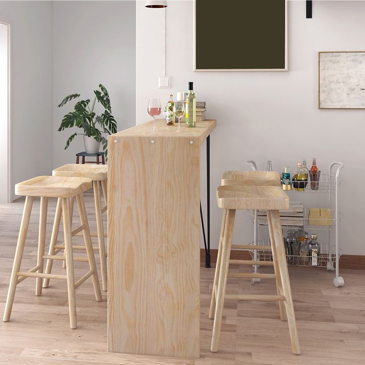 Industrial Rectangular Pub Table Set 1/5 Pieces Wooden Counter Table with Backless Stools