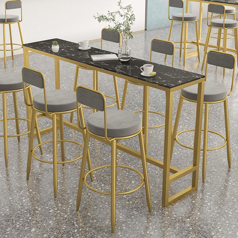 Round Upholstered Dining Stools Armless Bar Stools with Footrest