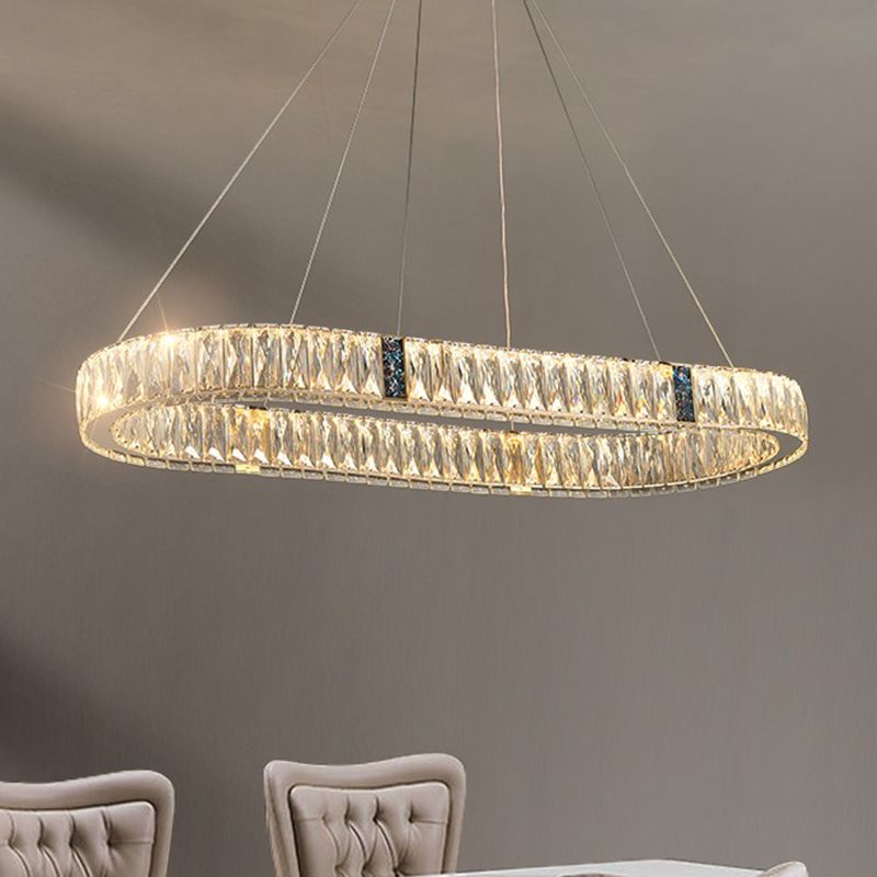 Contemporary Style Oval Shape Island Light Crystal 1 Light Island Lighting in Gold