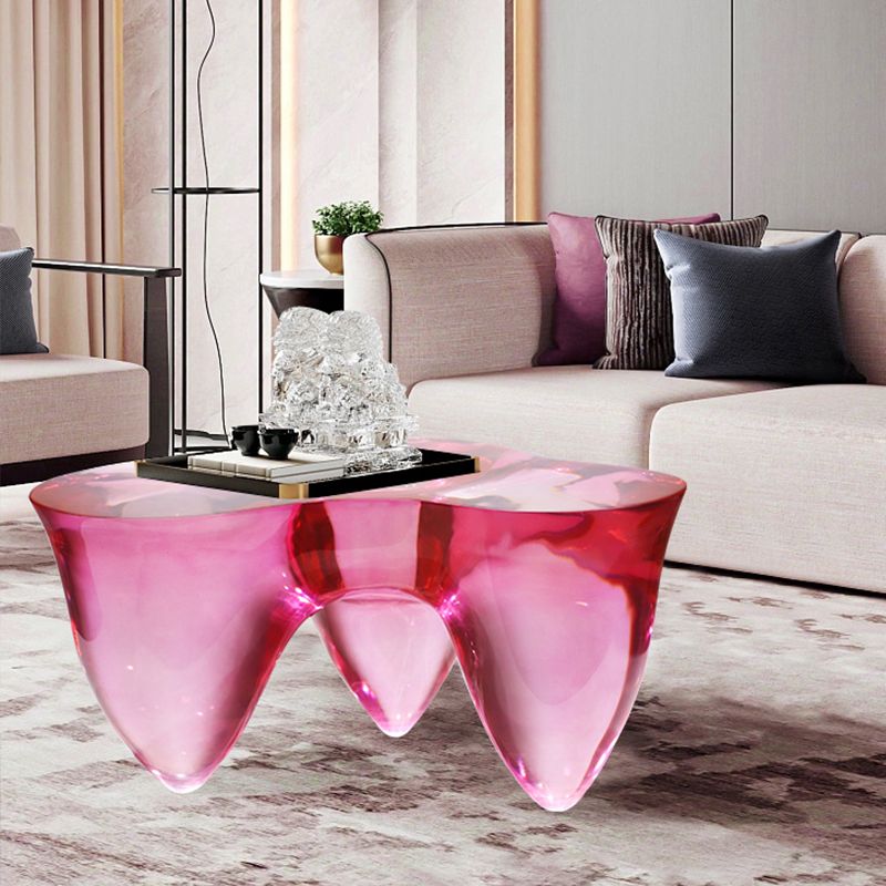 3 Legs Clear Contemporary Acrylic Single Coffee Cocktail Table