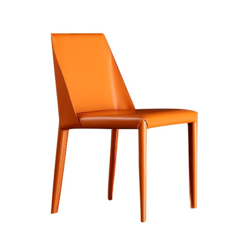 Sillas de comedor de cuero de estilo moderno Sillas sin brazos con respaldo sólido para uso doméstico (juego de 2)