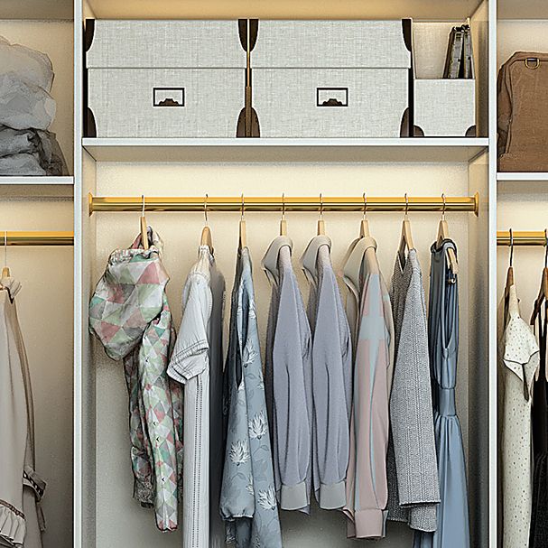 White Wooden Wardrobe Cloth Rod Included Wardrobe Closet for Home