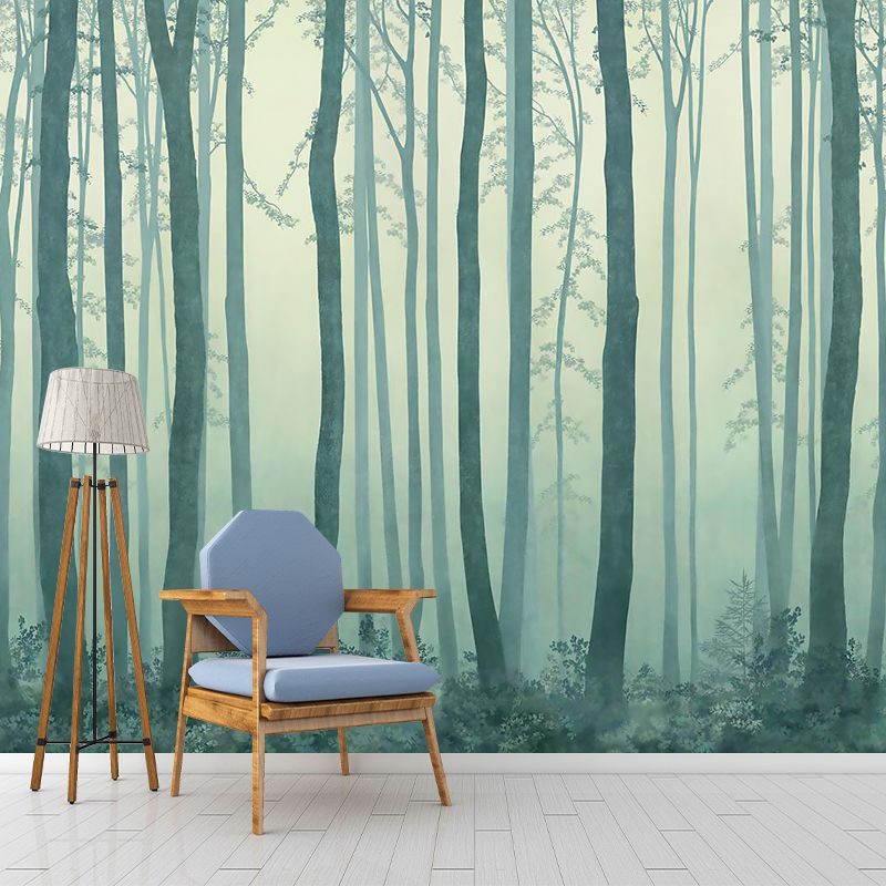 Misty Trees Wall Murals Decal for Living Room Forest Wall Decor, Made to Measure