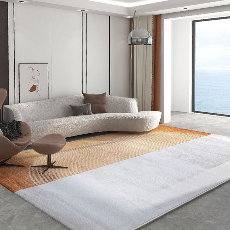 Orange Straight Stripe Rug Polyester Modern Rug Stain Resistant Rug for Living Room