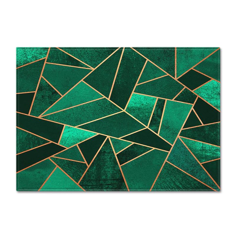 Chic Green Modern Rug Geometric Pattern Polyester Area Rug Non-Slip Backing Carpet for Living Room